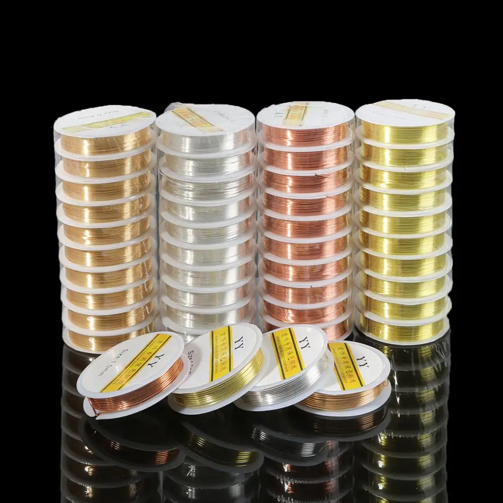 Neue 0,3/0,4/0,5/0,6/0,8/1MM Silber Gold Kupfer Draht Handwerk Perlen seil Perlen Draht Für Armband Halskette Schmuck DIY Zubehör