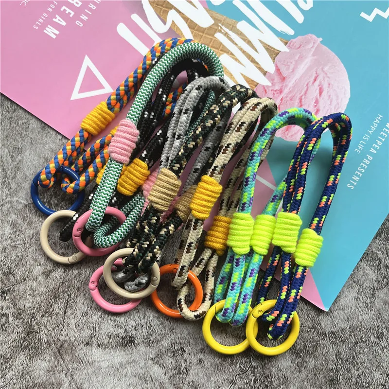 Schlüsselanhänger Baumwollfaden Lanyard Farbe Schlüsselanhänger Metall Schlüsselanhänger Autozubehör Exquisite hängende Ornamente Tasche Dekoration Geschenk Image