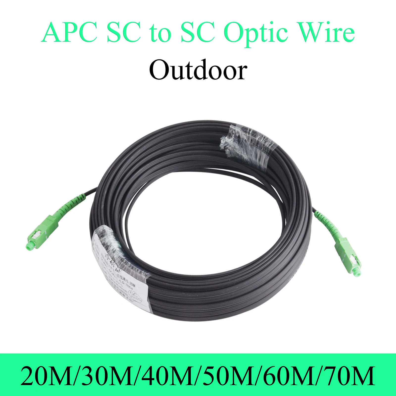 APC SC zu APC SC Glasfaserkabel Optisches Singlemode 1-Kern Außenverlängerungskabel Simplex Patchkabel 20M/30M/40M/50M/60M/70M Image