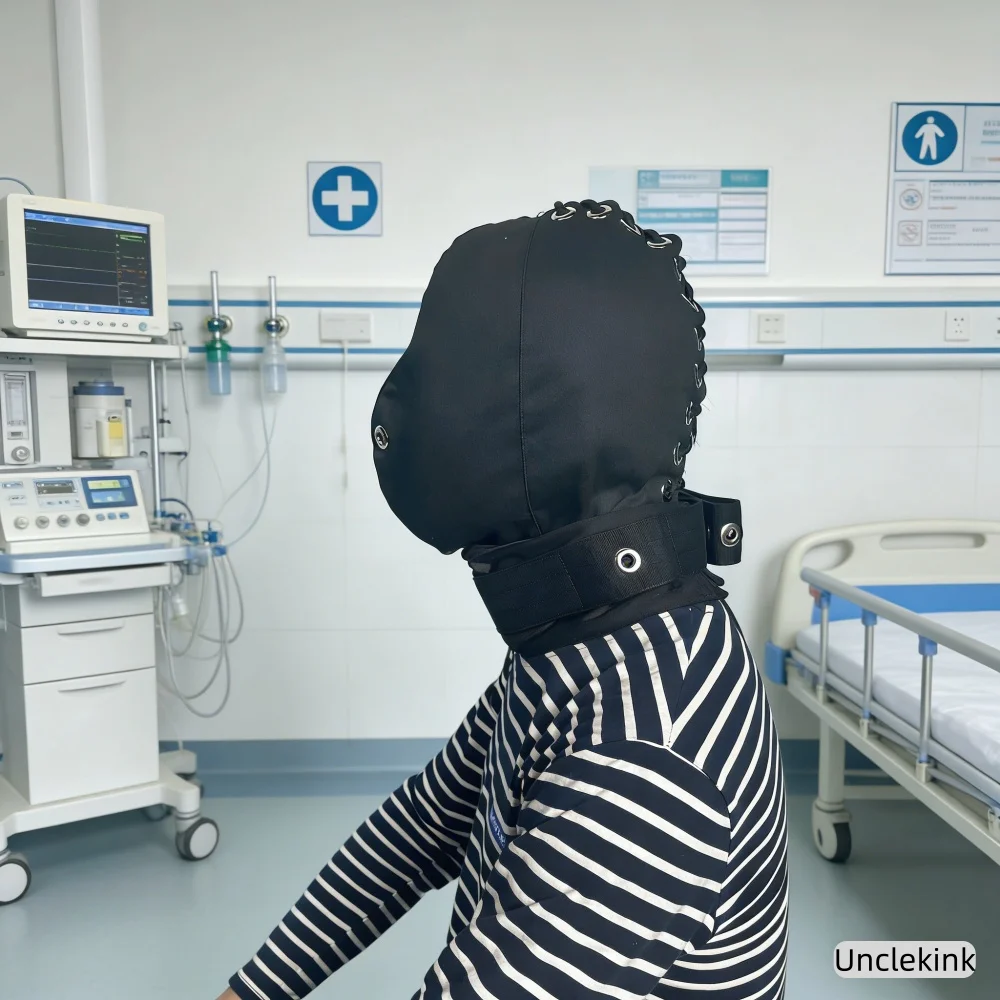 Medizinische Schutz-Augenbinde mit Nackenfixiergurt und Magnetverschluss, Gesichtsmaske für Maniepatienten, Psychiatrie-Sicherheitsartikel Image