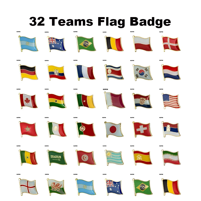 32 Team Katar Flagge Metall Anstecknadel Flagge Anstecknadel Abzeichen Image