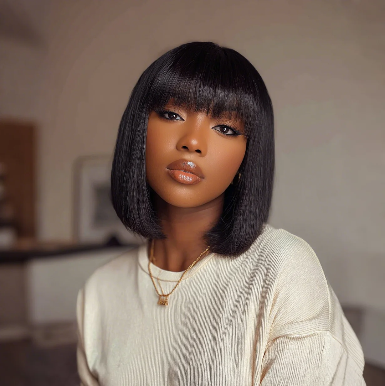 Kurze Bob Perücken mit Pony für Frauen natürliche kurze gerade Echthaar Perücken p4/30 Highlight Ombre braun kurze Bob brasilia nische Perücken