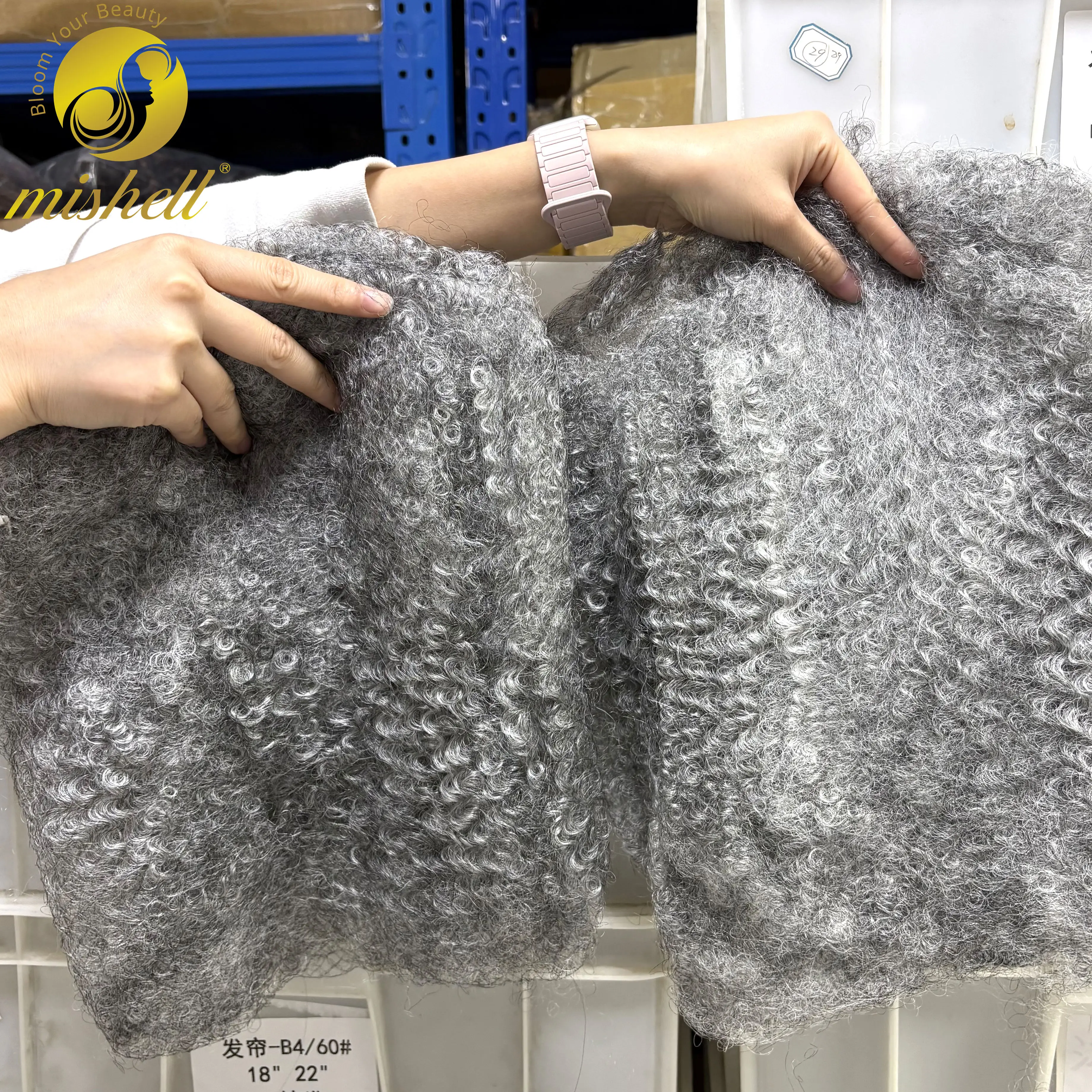Graue 4C Afro Kinky Bulk Echthaarsträhnen 50g/Packung für Dreadlock-Verlängerungen, Loc-Reparatur, Flechten, Twisting, Enges Afro Kinky Echthaar Image