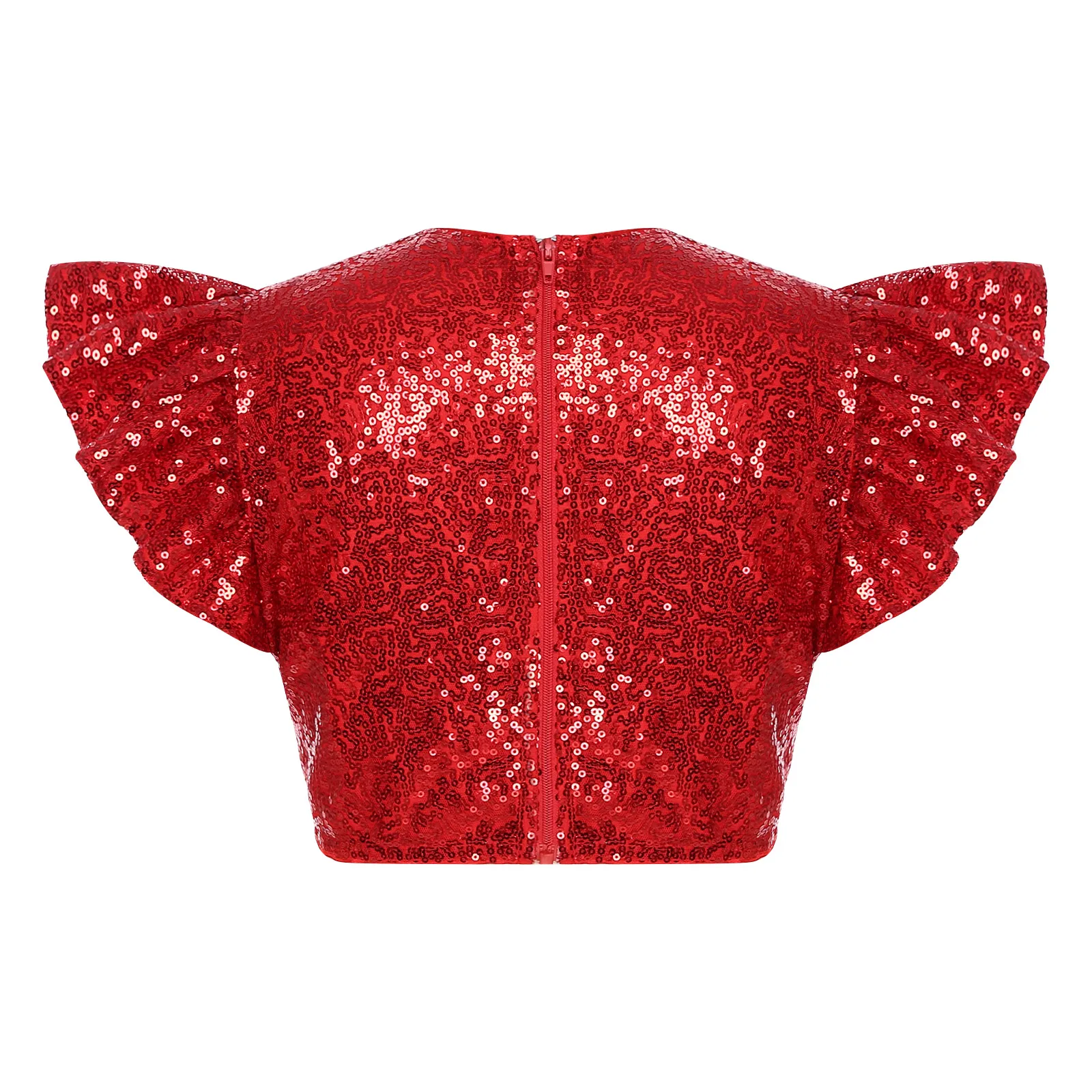 Mädchen Disco-Kostüme Karneval Bühnenauftritt Tops Modische Kinder-Pailletten-T-Shirts Glänzende Kinder-Street-Jazz-Tanz-Party-Kostüme Image