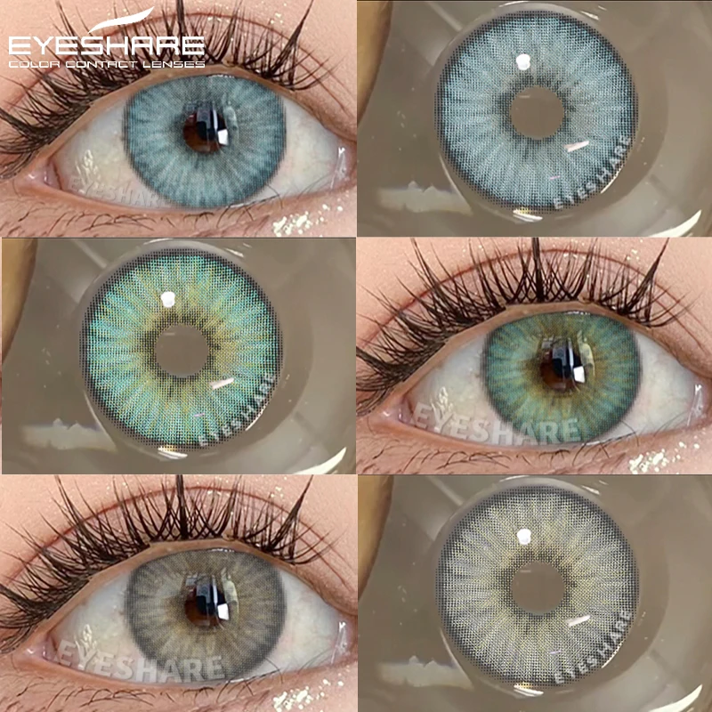 EYESHARE Farbige Kontaktlinsen für Augen, graue Schülerlinse, modische blaue Augenkontaktlinsen, grüne Linsen, braune Linsen, jährlich, 2 Stück/Paar Image
