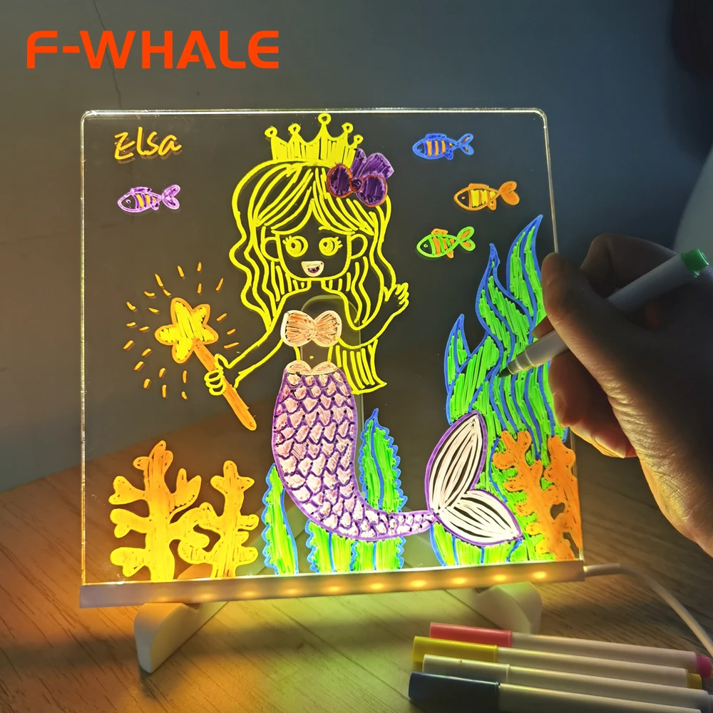 Personalisierte LED-Lampe Acryl Nachricht Notiztafel Löschbares USB Kinder Zeichenbrett Schlafzimmer Nachtlicht Geburtstag Kinder Geschenk