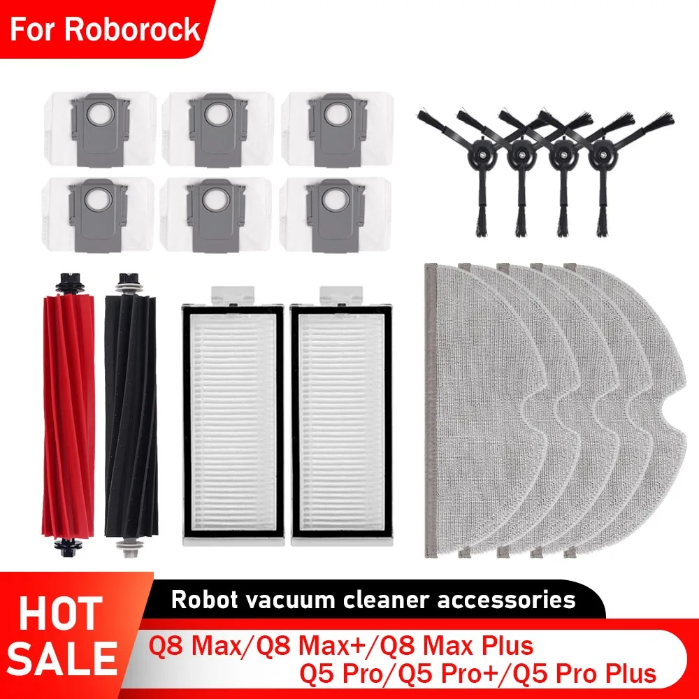 Mopptücher Staubbeutel für Roborock Q8 Max/Q8 Max+/Q8 Max Plus/Q5 Pro/Q5 Pro+/Q5 Pro Plus Vakuumteile Hauptseitenbürste HEPA-Filter Image