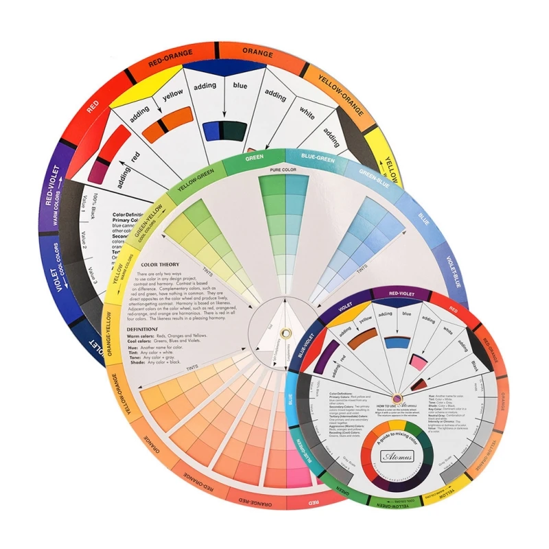 12/18 farben Tattoo Farben Rad Pigment Papier Karte Liefert Drei-tier Mix Guide Zentrale Kreis Drehen Tattoo Zubehör Image