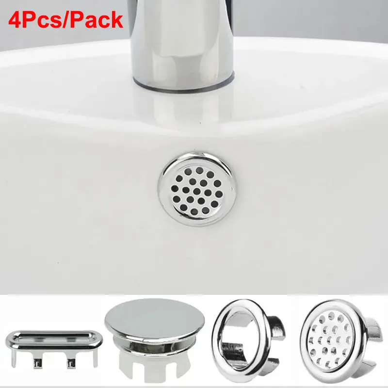 4Pcs Küche Bad Becken Rund Überlauf Ablauf Ablauf Abdeckung Dekoration Badewanne Waschbecken Loch Überlauf Hohl Waschbecken Überlauf