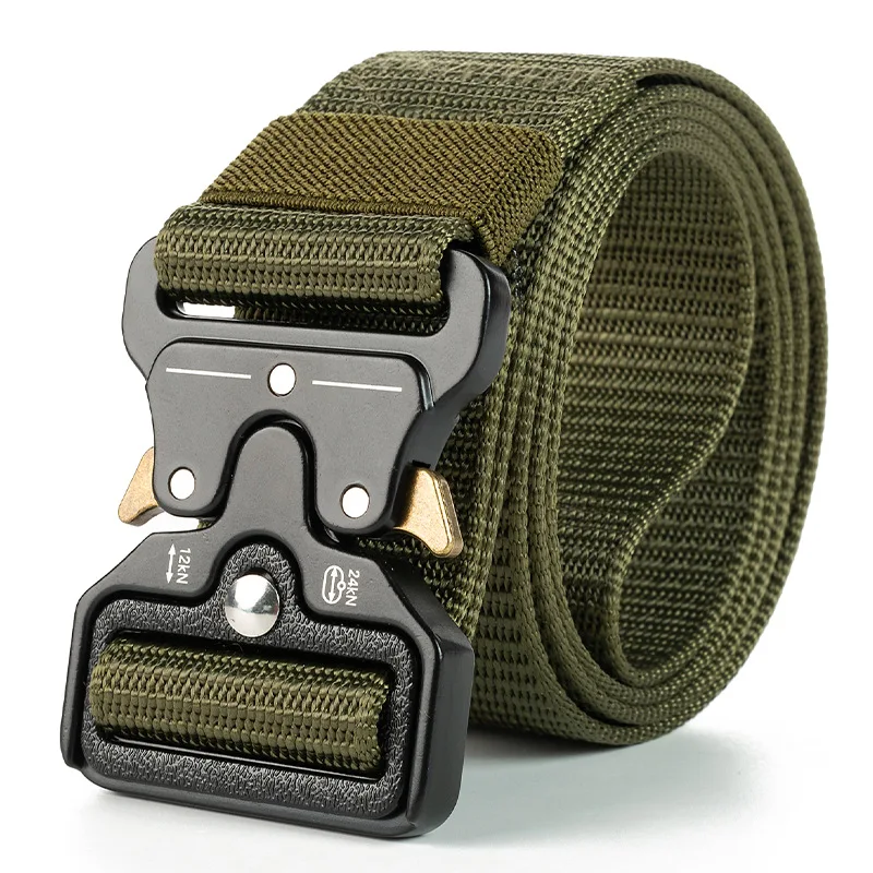 Taktischer Gürtel, Schnellverschluss, Outdoor-Militärgürtel, weiches echtes Nylon, Sportzubehör, schwarzer Gürtel für Männer und Frauen Image