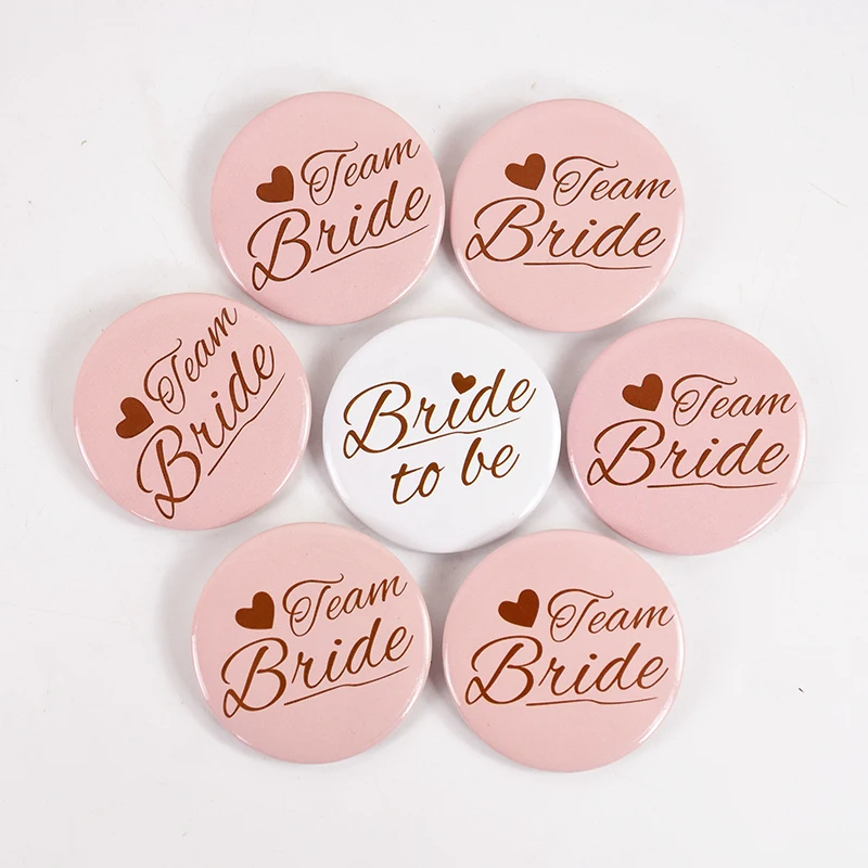 6/7 Stück Braut & Team Braut Abzeichen Hochzeit Junggesellinnenabschied Dekoration Junggesellinnenabschied Braut zu sein Brautparty Brosche Zubehör Image