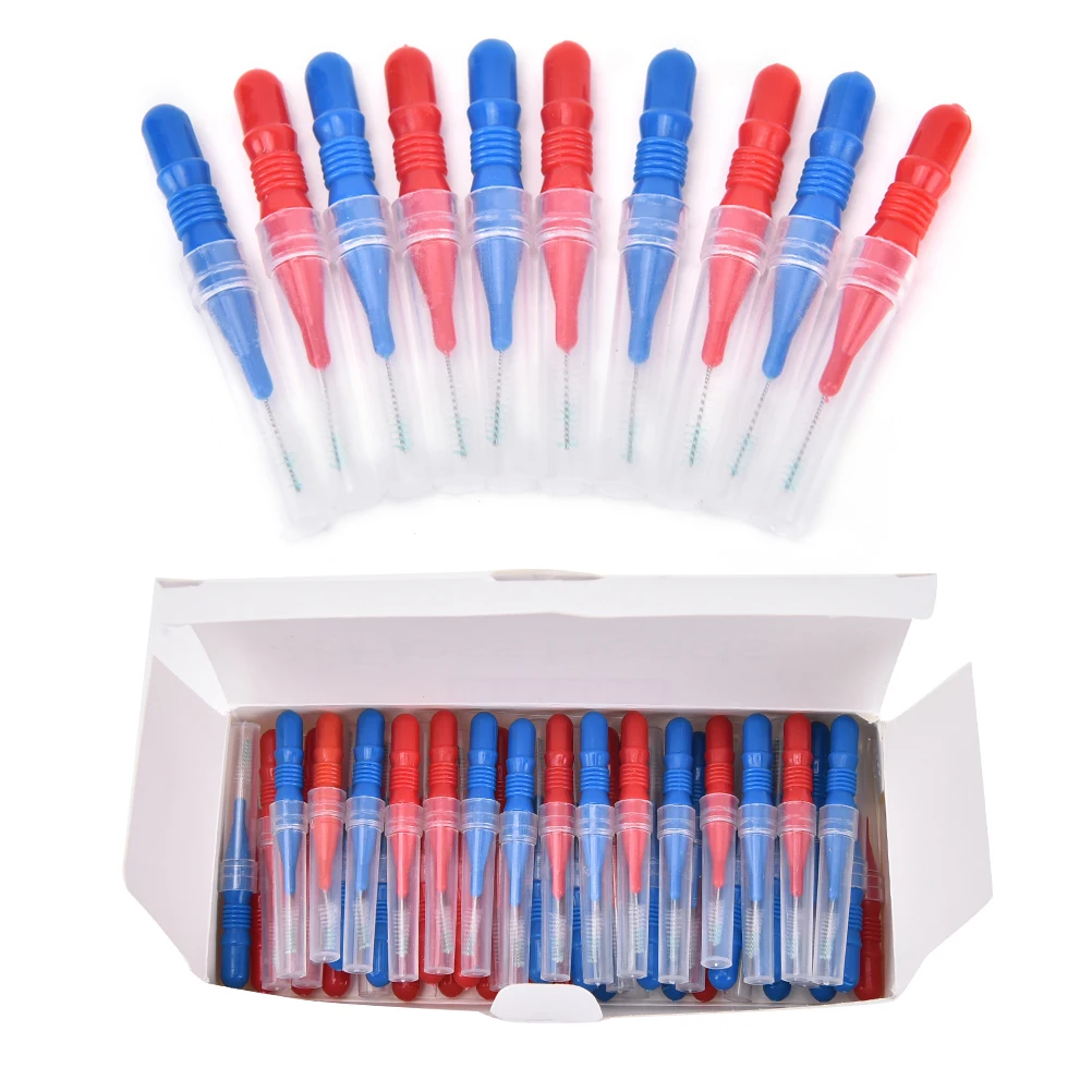 50x heißer Verkauf pro table praktische individuelle saubere Zahnseide Kopf hygiene Zahn plastik Inter dental bürste Reise Zahnstocher Image