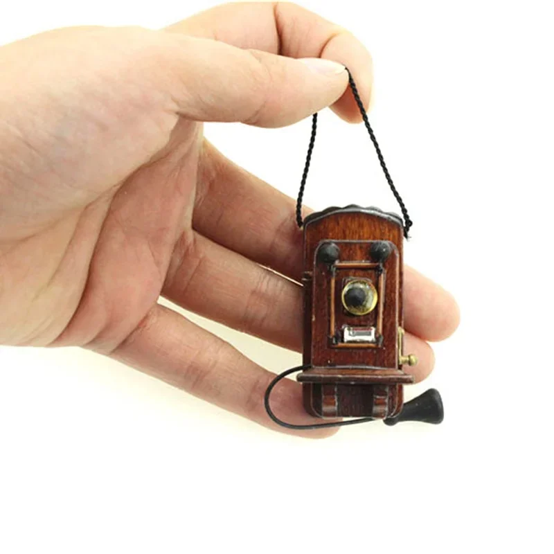 1:12 Puppenhaus Miniatur Antik Wandhalterung Telefon Vintage Stil Wohnzimmer Schlafzimmer Küche Möbel Zubehör