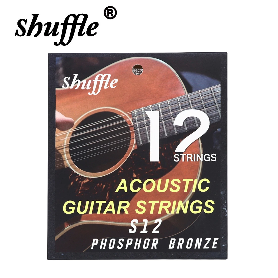 Shuffle S12 12-saitige Akustikgitarrensaiten aus Phosphorbronze mit PU-Beschichtung, Einzelverpackung, Folk-Gitarrenzubehör Image