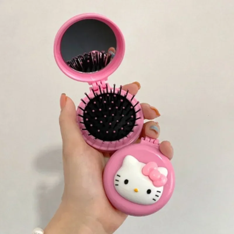 Sanrio Make-up Spiegel Hallo Kitty Kuromi meine Melodie Falt airbag Kamm für Frauen tragbare Spiegel Luftkissen Kamm Mädchen Geschenk