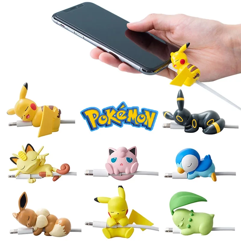 Pokemon USB Schutz Kawaii Kabel Cartoon Figur Schutz für Ladegerät Zubehör für iphone Anime Figur Spielzeug Pikachu Eevee Image