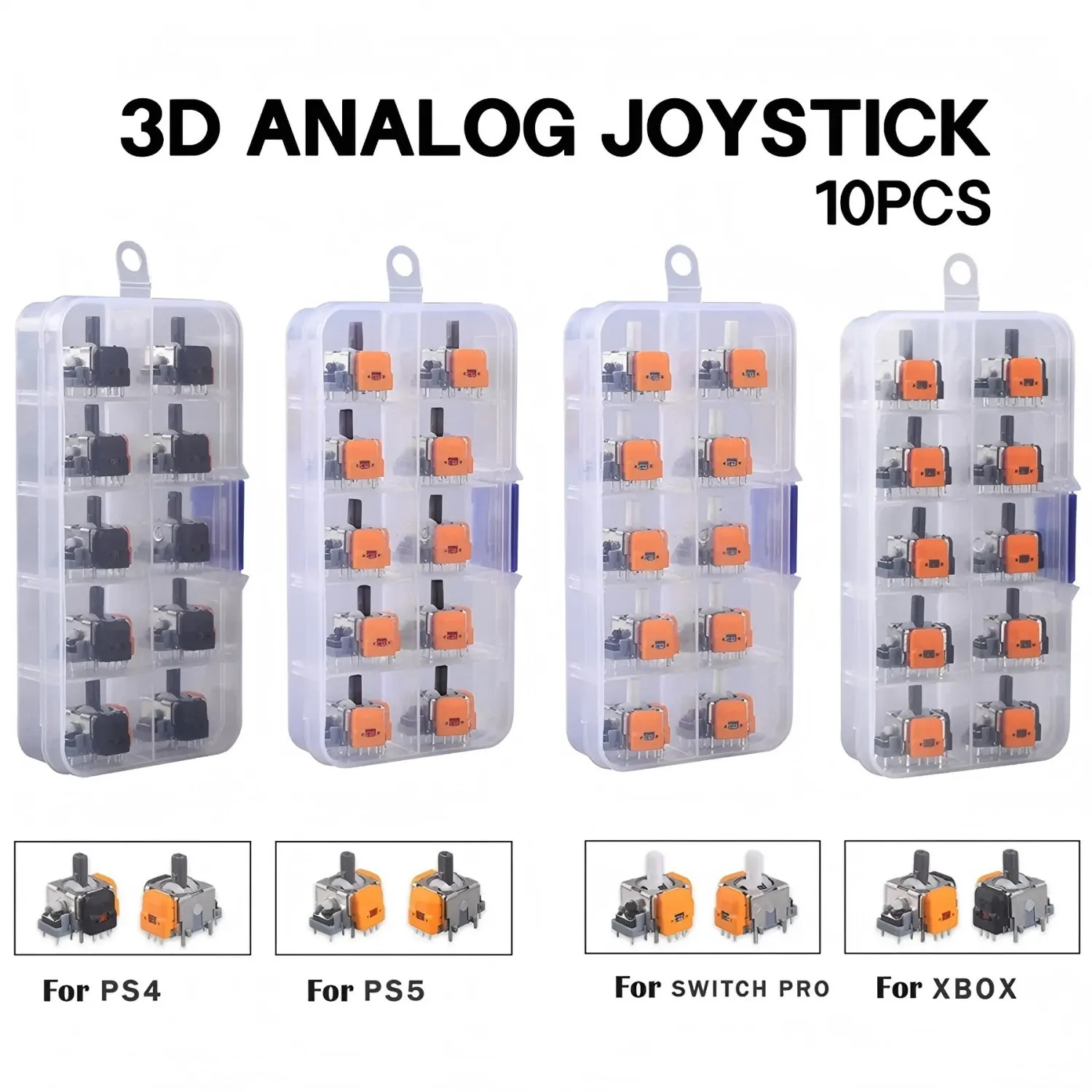 10er-Pack Ersatz-Hall-Effekt-Joystick, 3D-Analogsensor, ThumbStick für PS5/PS4/Xbox/Switch PRO/Series Controller, Reparaturteil, Zubehör Image