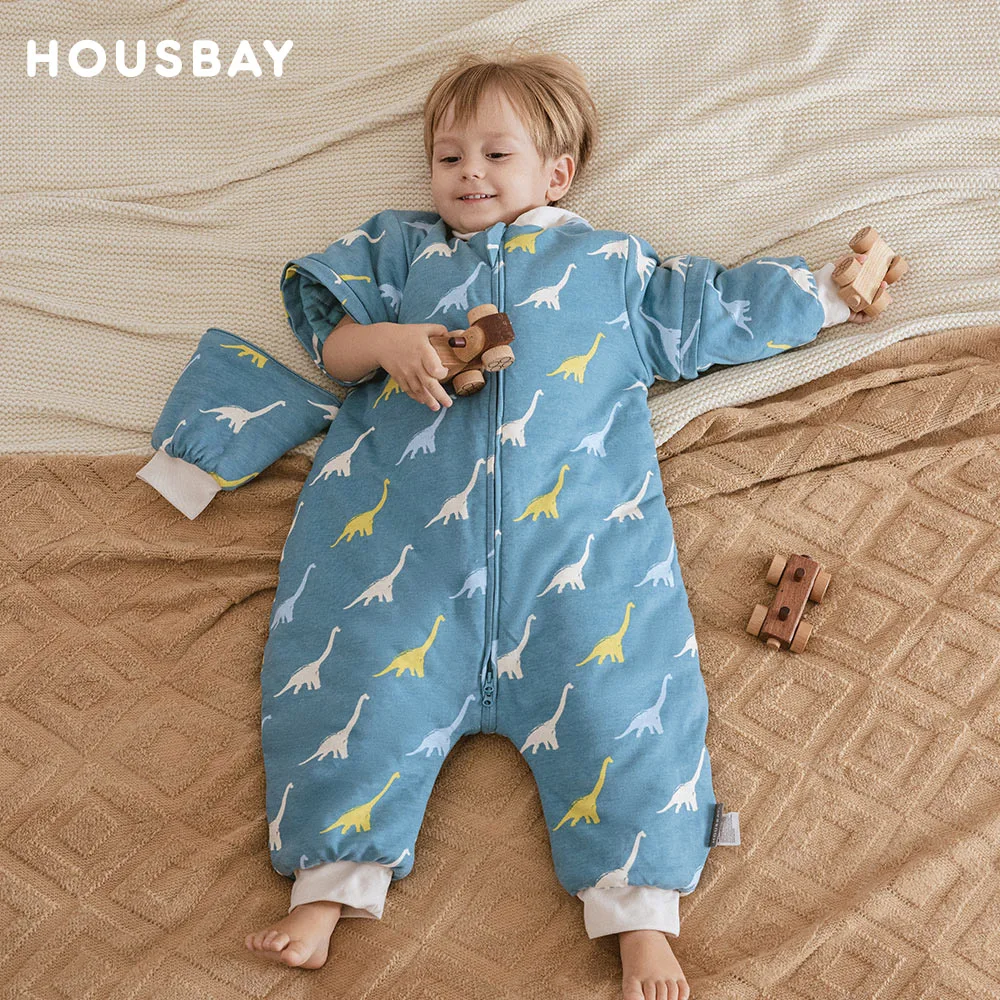 Schlafsack für Kinder von 1–4 Jahren, Nackenschutz, warm, winddicht, 3-Reißverschluss-Design, abnehmbare Ärmel, Baby-Schlafsack, 2,5 Tog Image