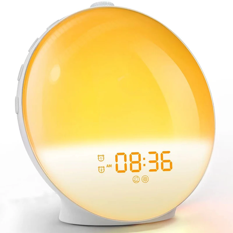 Wake Up Light Wecker Sonnenaufgang/Sonnenuntergang Simulation Digitaluhr mit Nachtlicht FM Radio Schreibtischuhren Niditon