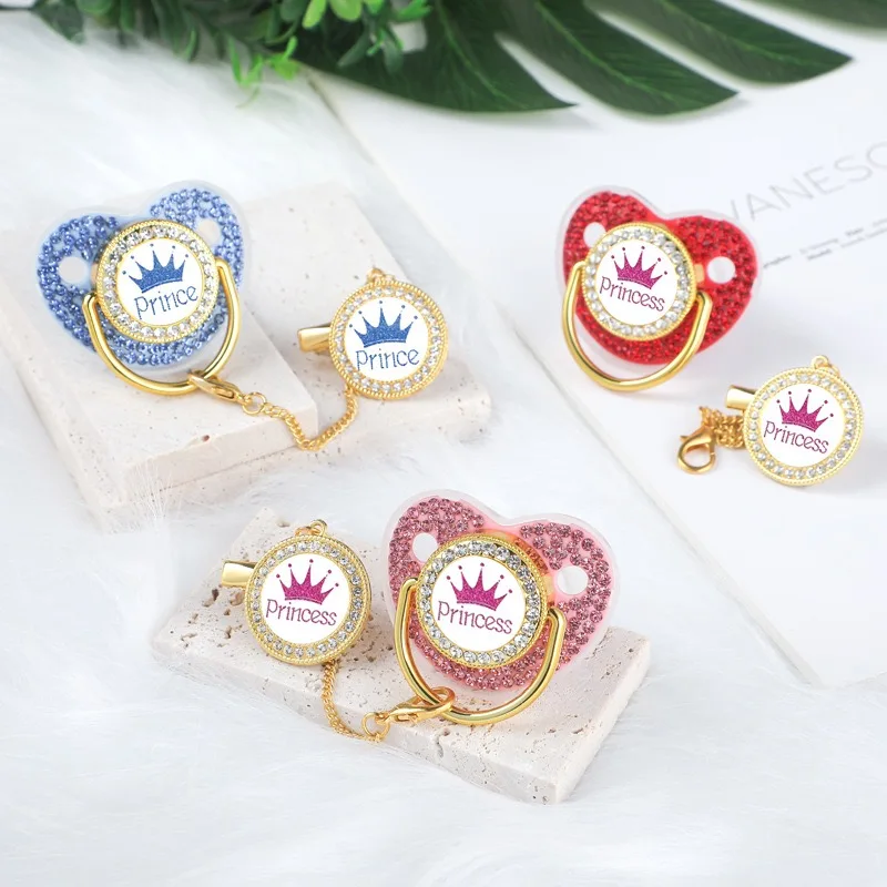 Krone Neugeborenen Schnuller Clip Kette Baby Schnuller Silikon BPA FREI Kleinkind Beißring Säugling Schnuller Nippel Baby Dusche Geschenk Image