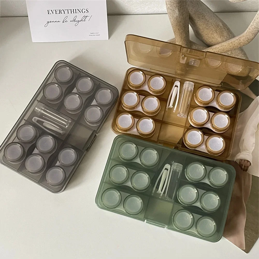 6-in-1-Aufbewahrungsbox für Kontaktlinsen, transparente Aufbewahrungsbox für Augenkontakte mit Pinzette für Schönheitsschüler, tragbares Reise-Make-up-Zubehör Image