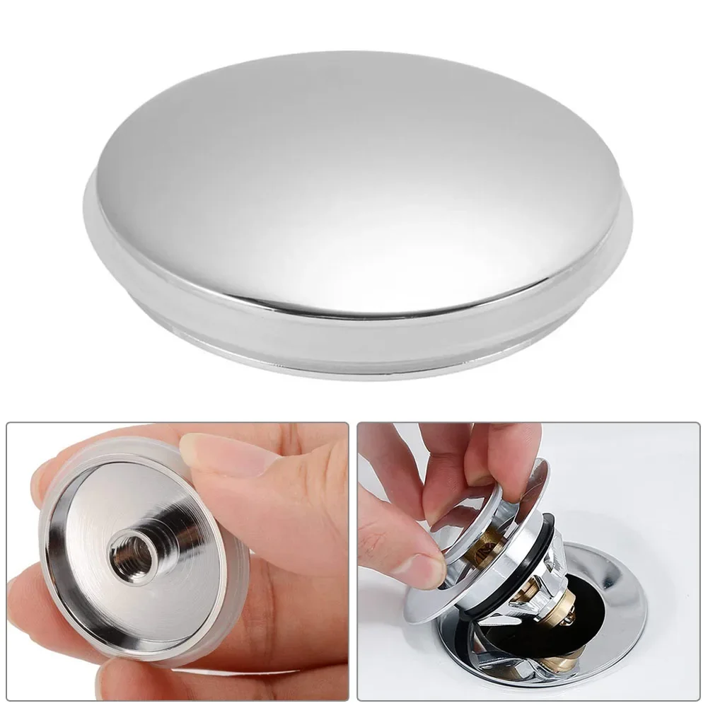 38 mm Waschbecken-Wasserhahn-Lochkappe, Ersatz-Waschbecken/Waschbecken-Abfallstopfenkappe, einfacher Pop-Up-Klick, Clack-Chrom, für Badezimmer, Waschbecken, Waschbecken und Badewanne