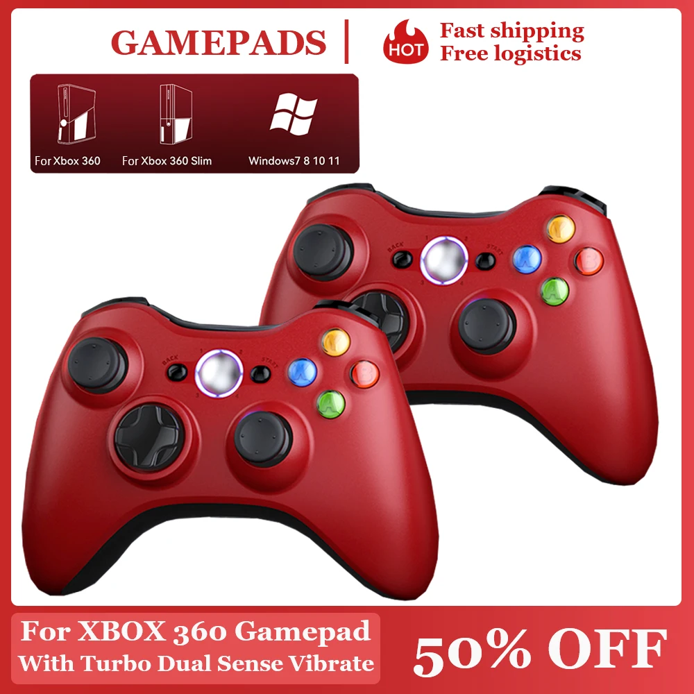 Kabelloser Controller für Xbox 360, Xbox 360 Slim/Elite/Windows/PC, Videospiel-Gamepad, 6-Achsen-Joystick, Dual-Vibration, 2,4G Gaming