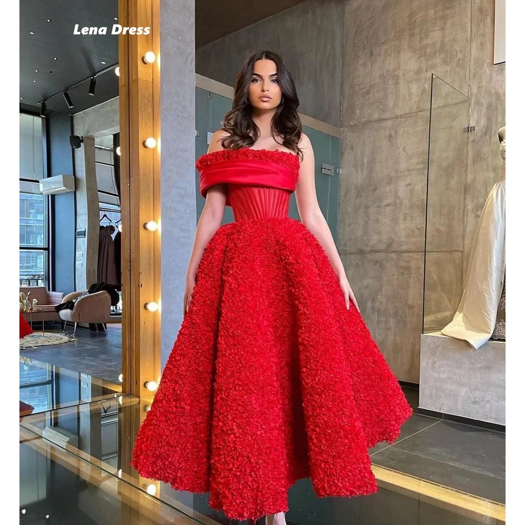 Lena Abendkleider für Damen, elegante Partykleider für Damen, 2024, rot, One-Shoulder-Spitze, Linie A, schlichtes und elegantes formelles Kleid