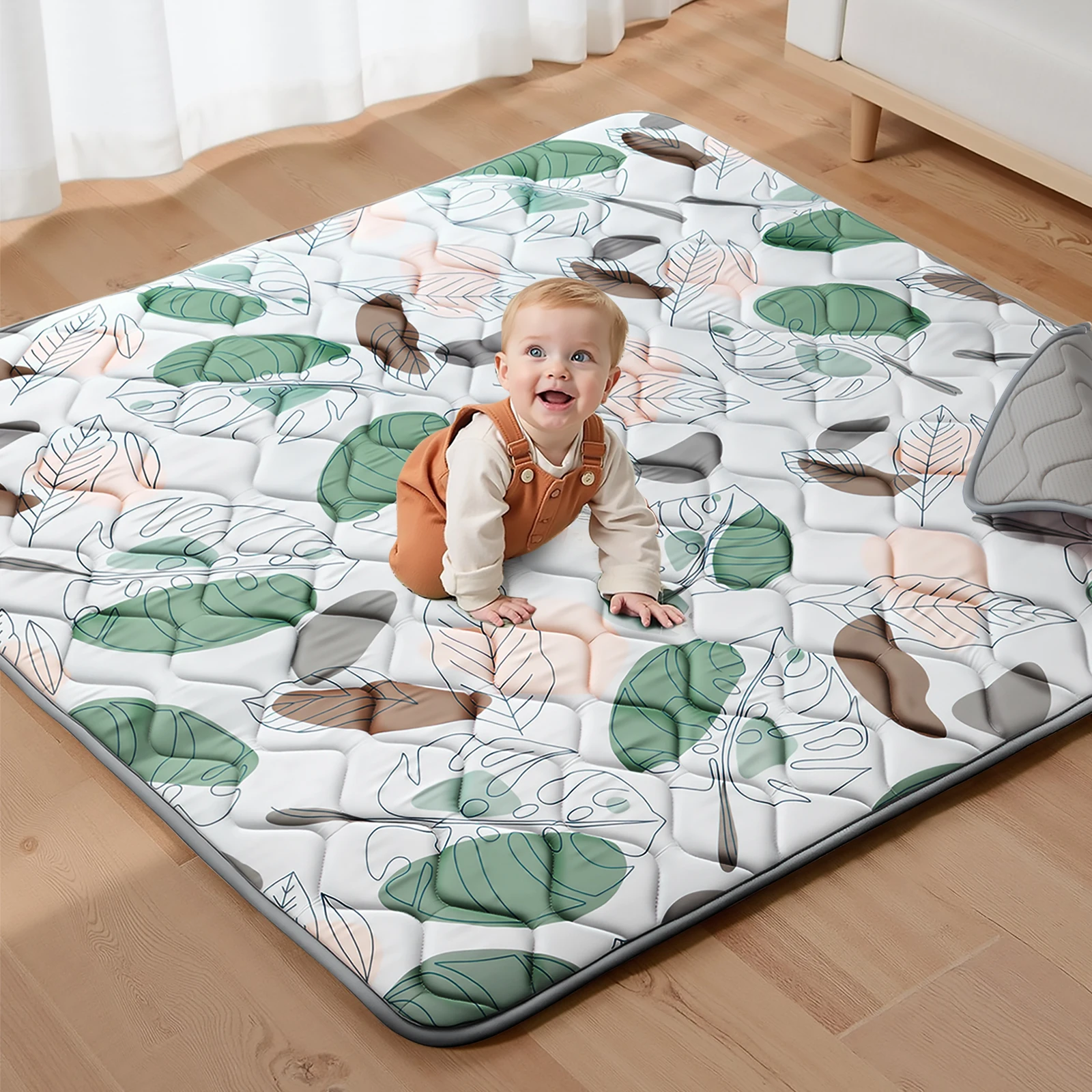 Babyspielmatten, Krabbel-Laufstallmatte, verdickte, weiche Polsterung, Schaumstoff-Spielmatte, faltbare Krabbelmatten, rutschfest und maschinenwaschbar Image