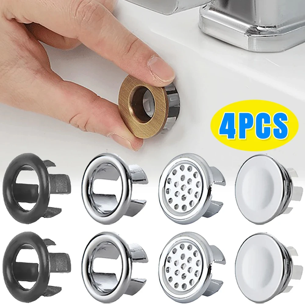 4Pcs Küche Bad Becken Rund Überlauf Ablauf Ablauf Abdeckung Dekoration Badewanne Waschbecken Loch Überlauf Hohl Waschbecken Überlauf
