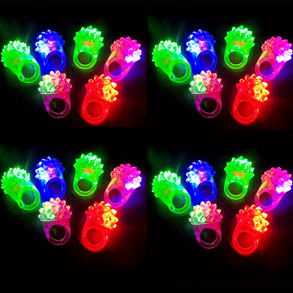 6/12/18Pcs LED Drücken Glow Erdbeere Ring Geburtstag Party Prom Weihnachten Halloween Karneval Party Geschenk Dekoration kinder Belohnung Image