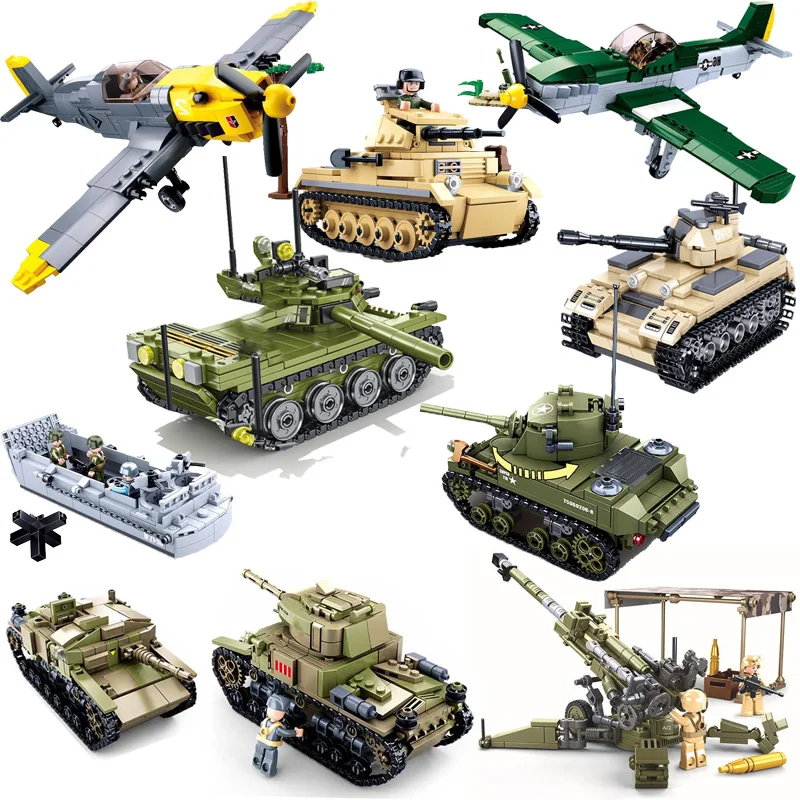 SLUBAN WW II UNS Military Higgins Landung Handwerk Warship Bausteine Navy Waffe Boot Weltkrieg 2 Moc Bricks Classic modell Spielzeug Image