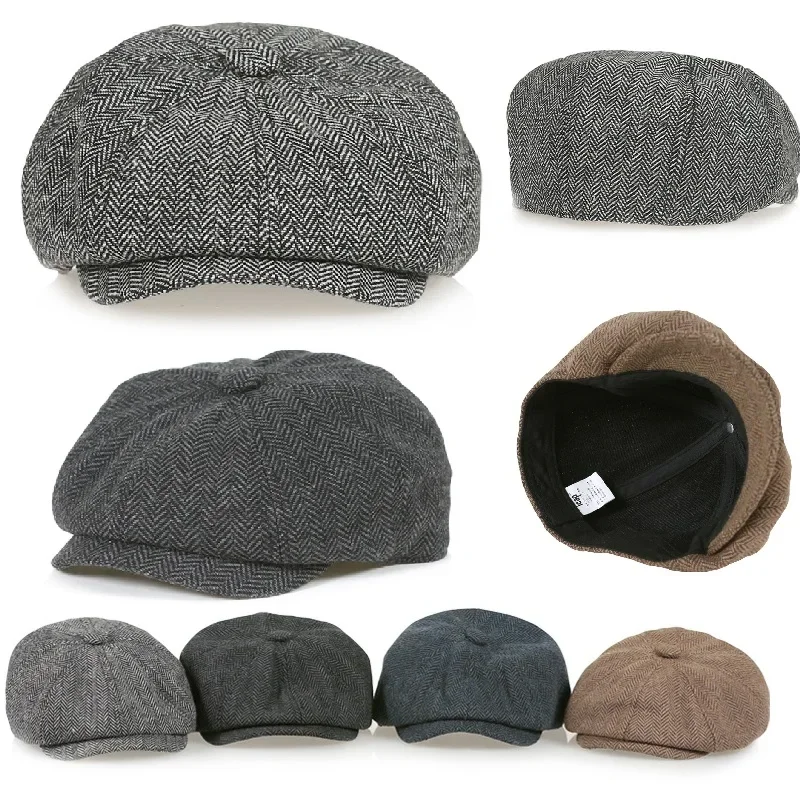 Jungen Mädchen Vintage Woll Newsboy Cap Tweed Flache Baskenmütze Cabbie Hut für Kinder Kleinkind Pageboy Kinder 1-12 Jahre alt Image