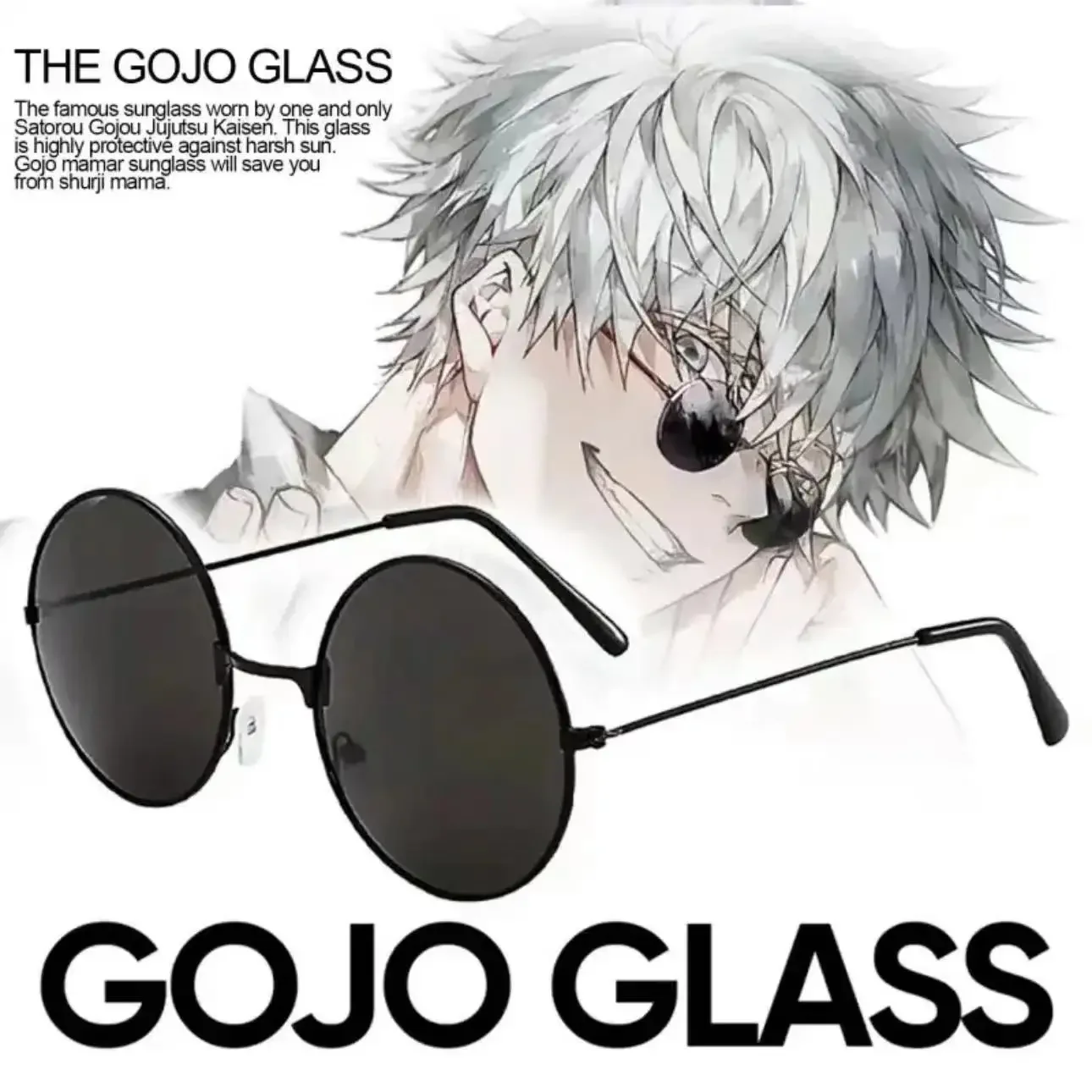 Gojo Satoru Brille Anime Jujutsu Kaisen Gojo Satoru Cosplay Schwarze Brille Brillen Sonnenbrille Hohe Qualität Party Männer Frauen Prop Image