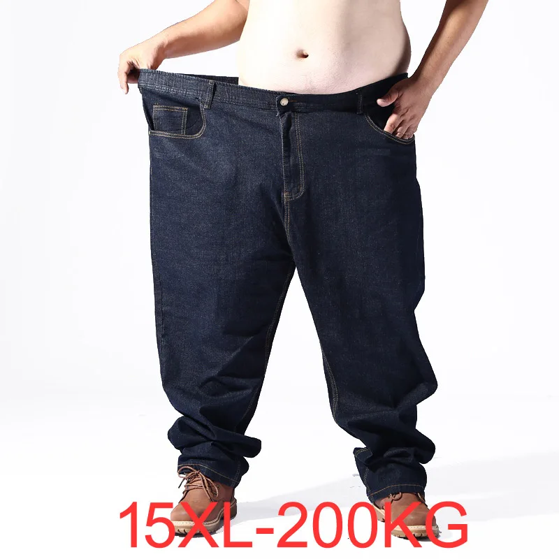 Große Herrenjeans 200 kg plus Größe 10XL 13XL 14XL 15XL Herbst- und Winterhose große Stretch gerade 50 54 56 58 schwarze Jeans