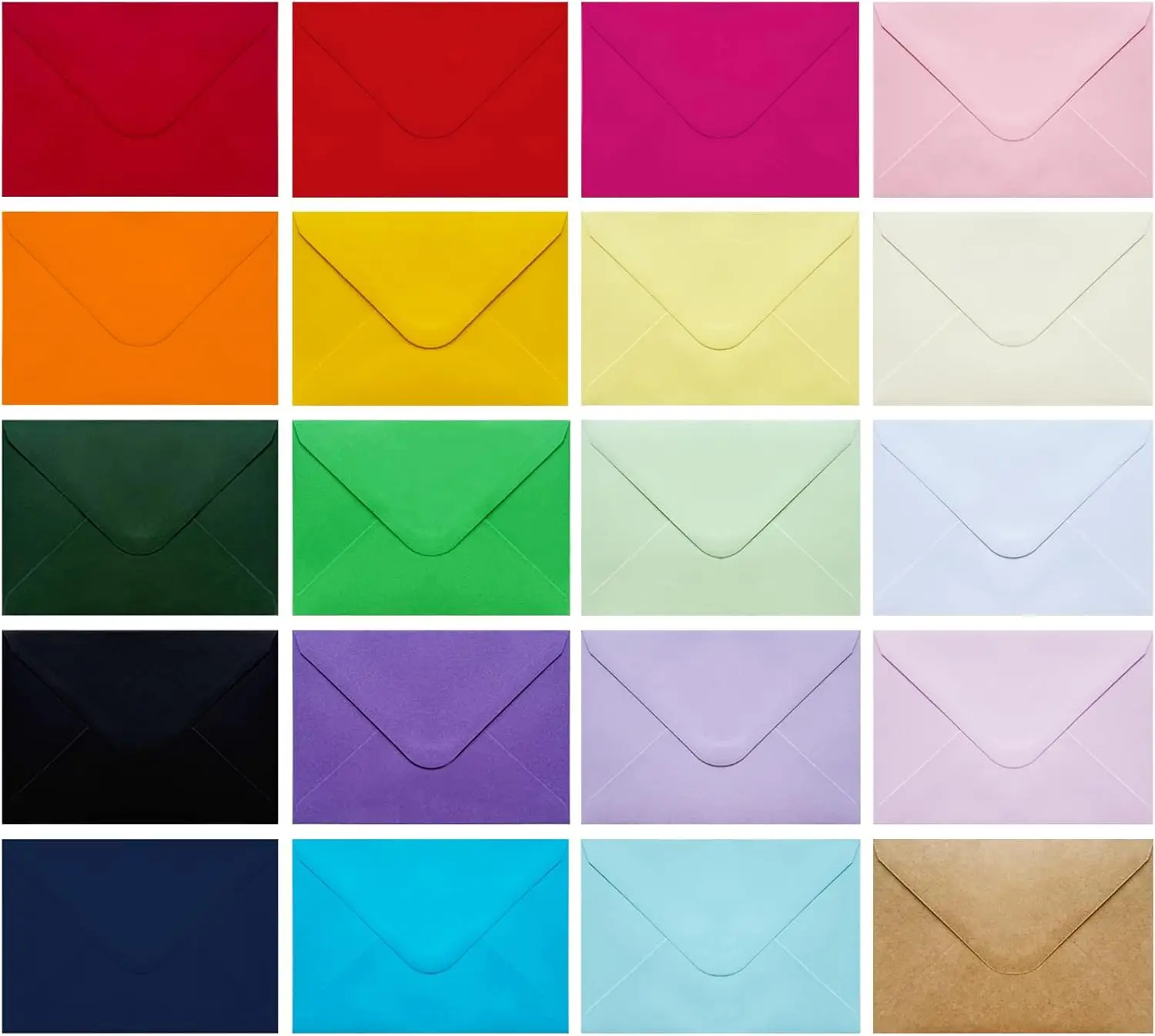 40er-Pack farbige Umschläge, A4-Umschläge für Grußkarten, Fotos, Umschläge für Hochzeit, Party (20 Farben 4,3 x 6,2 Zoll) Image