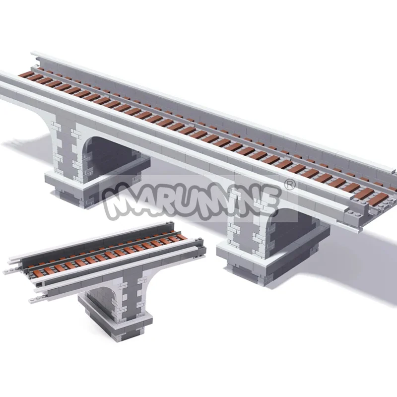 Marumine 566PCS MOC Viaduct Idee Zug Bauen Modell Kit High-Speed Eisenbahn Track Bogen Brücke DIY Bau Blöcke ziegel Set