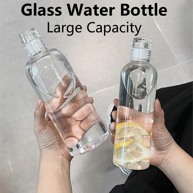 300–1000 ml Glas-Wasserflasche, großes Fassungsvermögen, mit Zeitmarkierungsabdeckung für Wasser, Getränke, Outdoor, tragbar, transparenter Milchsaftbecher Image