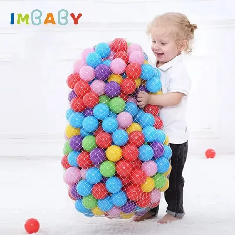 IMBABY Ozean-Sensorikbälle für Kinder, 5,5–7 cm große Kunststoffbälle, ungiftiges Spielzeug für Trockenpools/Laufställe, mehrfarbig, zum Stressabbau und zum Jonglieren Image