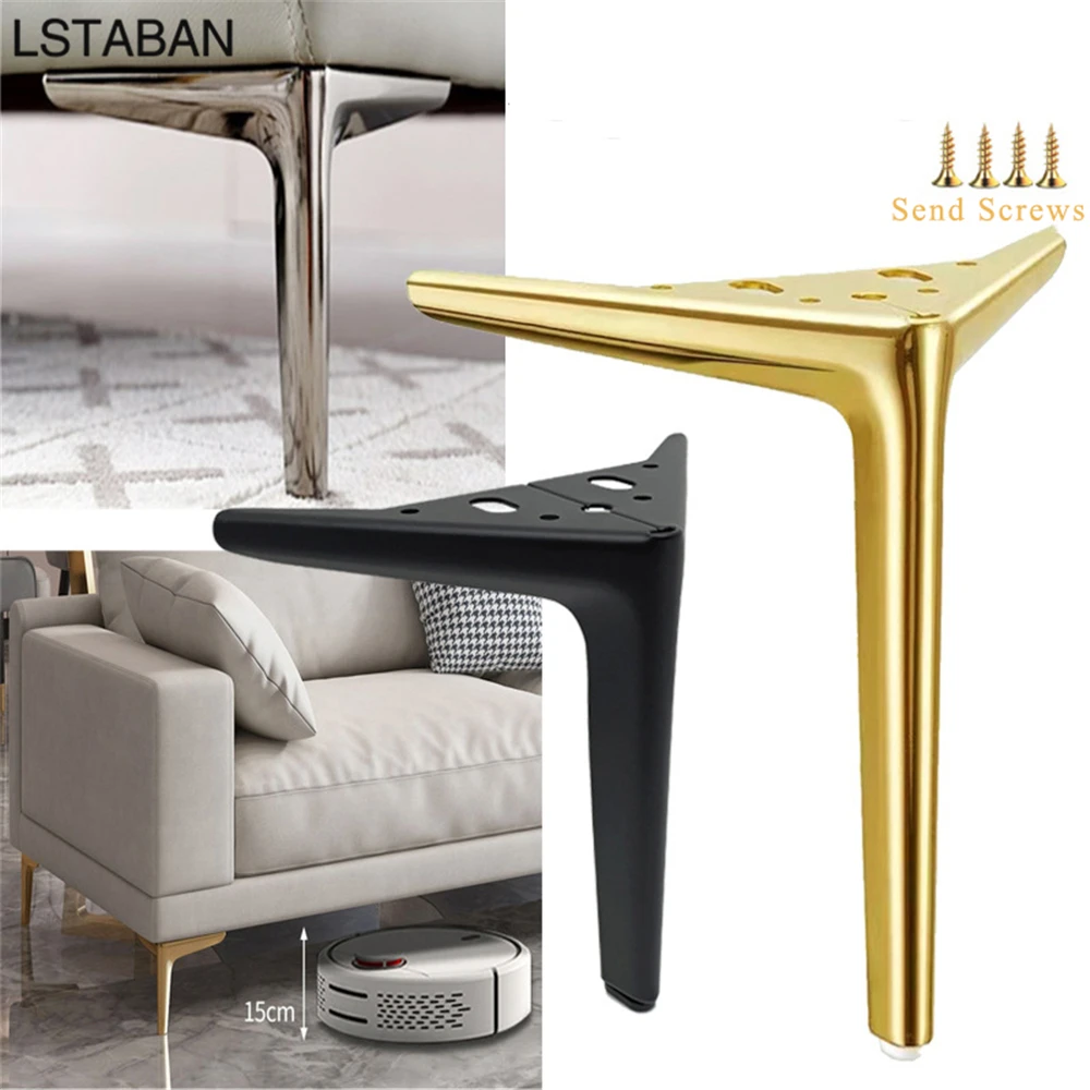 4 Stück Metall-Möbelbeine Karbonstahl TV-Schrank Bett Couchtisch Beine Schwarz Gold Silber Schreibtisch Hocker Stuhl Sofa Hardware Ersatzbein 12–25 cm lang Belastung 800 kg Image