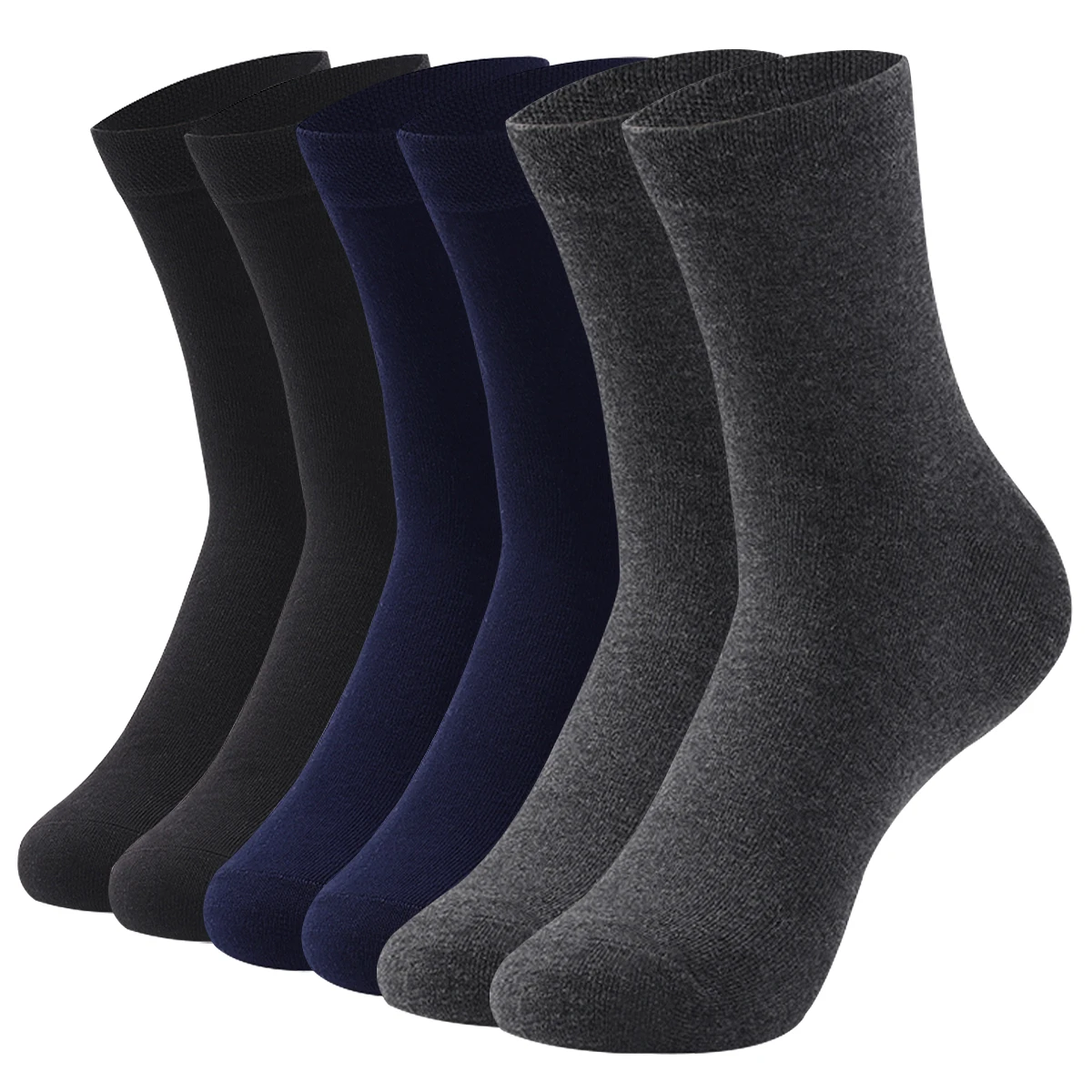 6 Paar Herren- und Damen-Baumwollsocken, reine Farbe, hochwertig, weich, atmungsaktiv, weiß, schwarz, Business, Sommer, lässig, Herrensocken, große Größe Image
