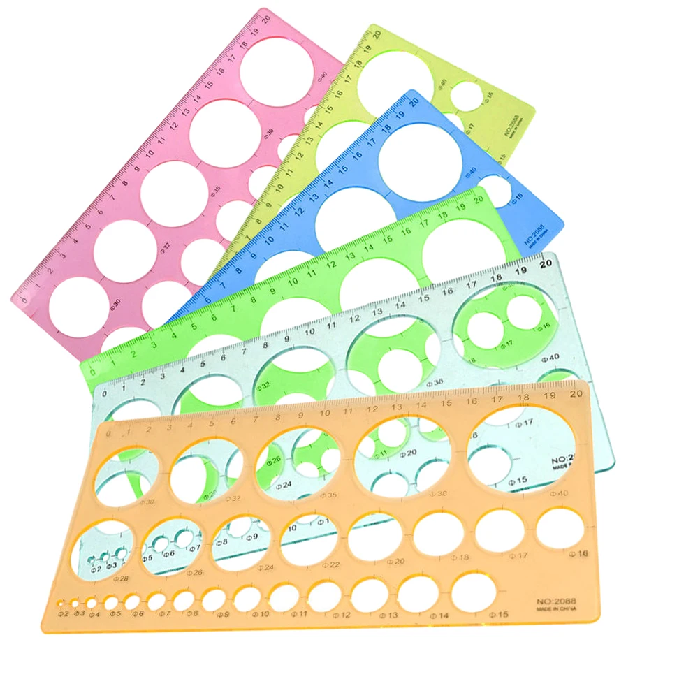 1Pc Multifunktionale Vorlage Herrscher Kreis Größe Papier Handwerk Kreative Kreis Zeichnung Vorlage Herrscher Schule Malerei Schreibwaren Image