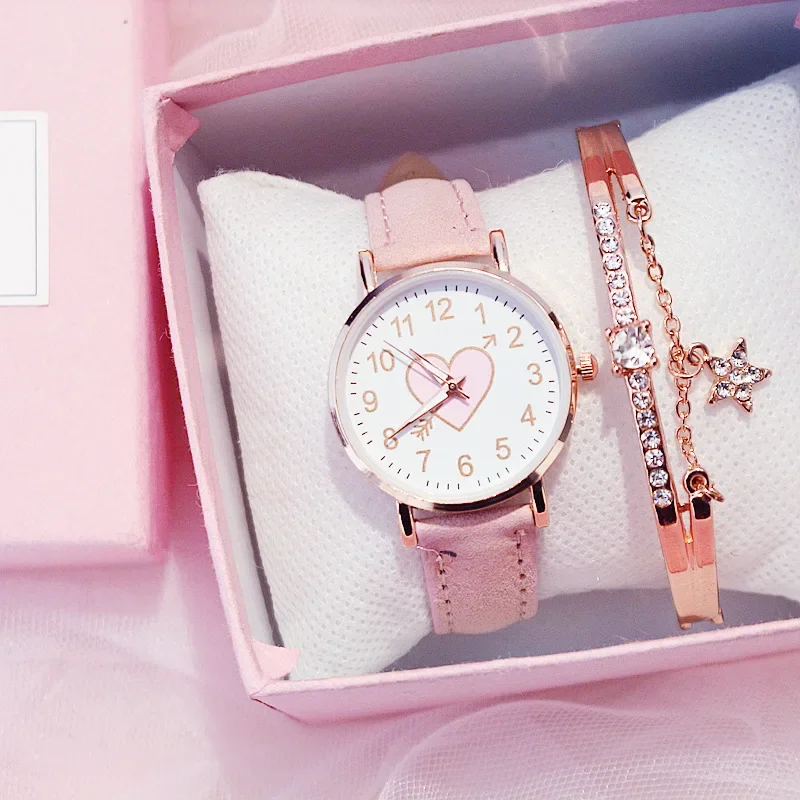 2024 neue Nette Herz-förmigen Zifferblatt kinder Weibliche Uhr Weibliche Student Mode Uhr Einfache Mädchen Freundin orologio donna Image