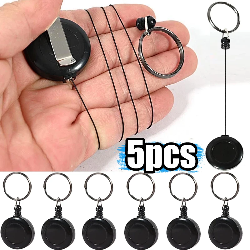 1–5 Stück einziehbare Schlüsselanhänger, Rückziehrolle für Anhänger, Schlüsselanhänger, Umhängeband, Tasche, magische Requisiten, Zubehör, langlebig, Anti-Verlust-Schlüsselanhänger Image
