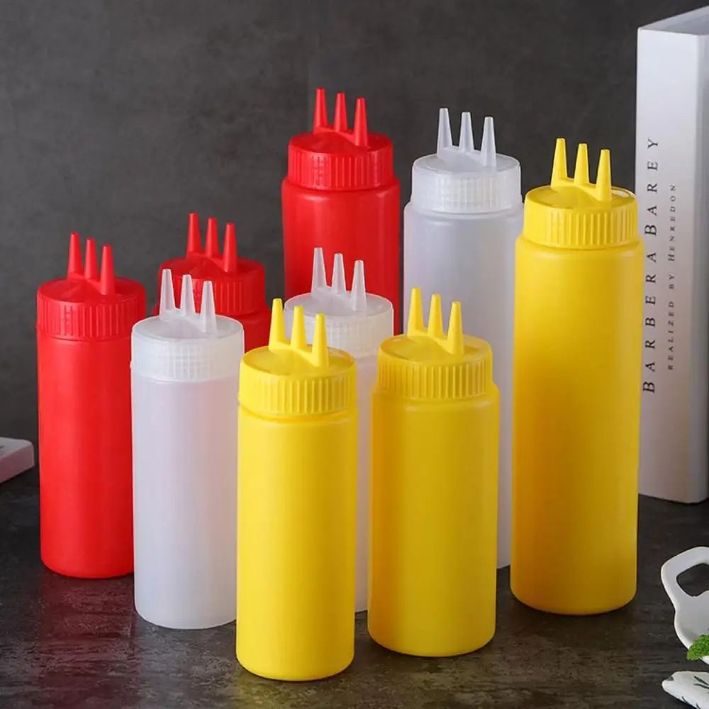 350/450/680ml Kunststoff 3 Düsen Quetsch saucen Flasche Salat dressing Gewürz gewürz gläser für Küchen salats auce Flasche Image