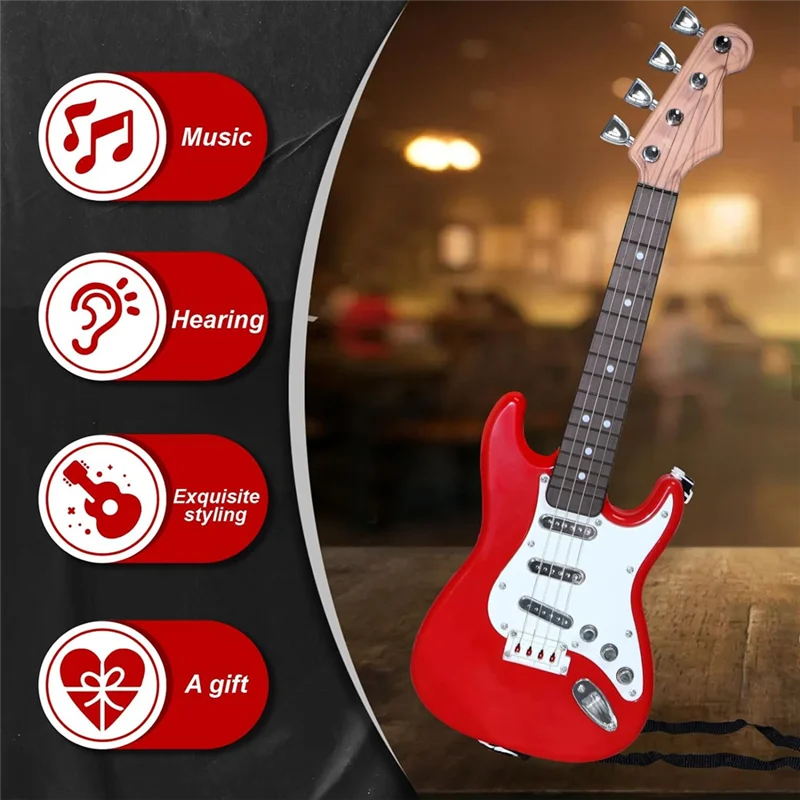 Gitarrenspielzeug für Kinder, 4-saitige E-Gitarreninstrumente für Kinder, tragbares elektronisches Musikinstrumentenspielzeug Image