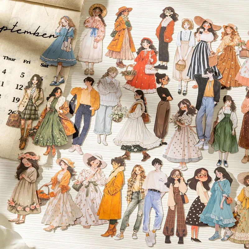 100 Stück niedliche Charaktere Aufkleber PET Junk Journal Material Mädchen Leben DIY Scrapbooking Karte Collage Briefpapier Aufkleber Image