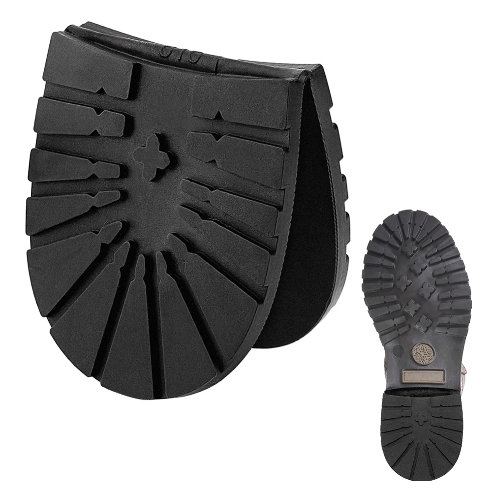 1 Stück rutschfeste Gummischuhe, untere Fersensohle, verschleißfest, erhöhte Maserung, Reparatursohlenpolster für Stiefel, Lederschuhe, Schwarz, 165 x 73 x 6 mm Image
