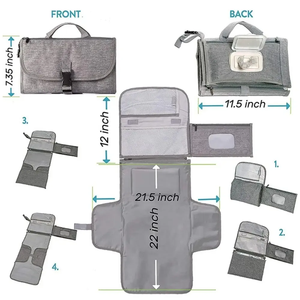 Tragbare Wickelunterlage für Babywindeltasche und Reise-Wickelstation, faltbare Wickelunterlage für Babywindeln, Wickelunterlage für Neugeborene Image