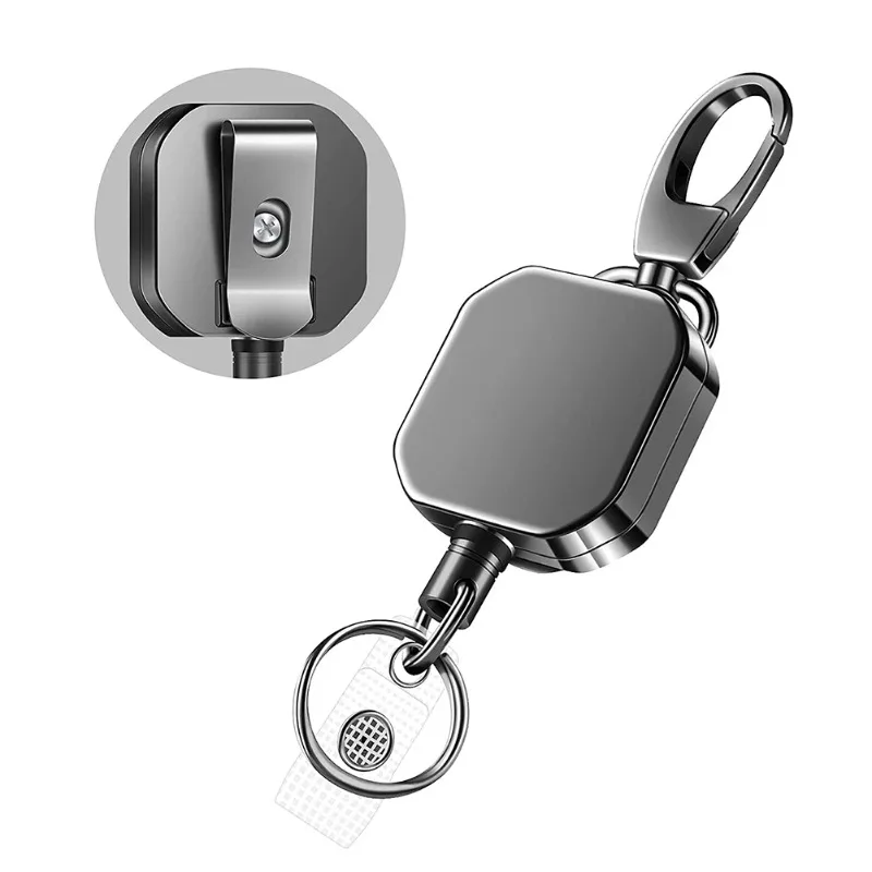 Verlustfreie und leicht zu ziehende Schnalle aus einziehbarem Schlüsselanhänger, Gürtel, Abzeichenrolle, quadratisch, Accesorios Para Auto-Schlüsselanhänger Image